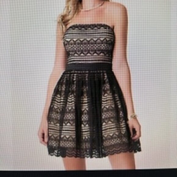 bebe Dresses & Skirts - NWT Bebe Medium Fit & Flare Strapless Black Lace Bustier Dress​​​
